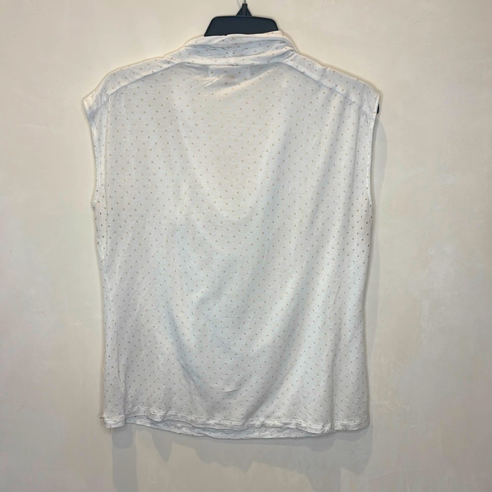 Michael Kors White Pearl Dot Cowl Neck Sleeveless Blouse XL Chic Elegant Designe - Picture 11 of 11
